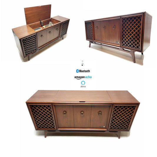 The Vintedge Co™ - ZENITH Vintage 60s HYRID Record Player Changer Stereo Console AM FM Bluetooth