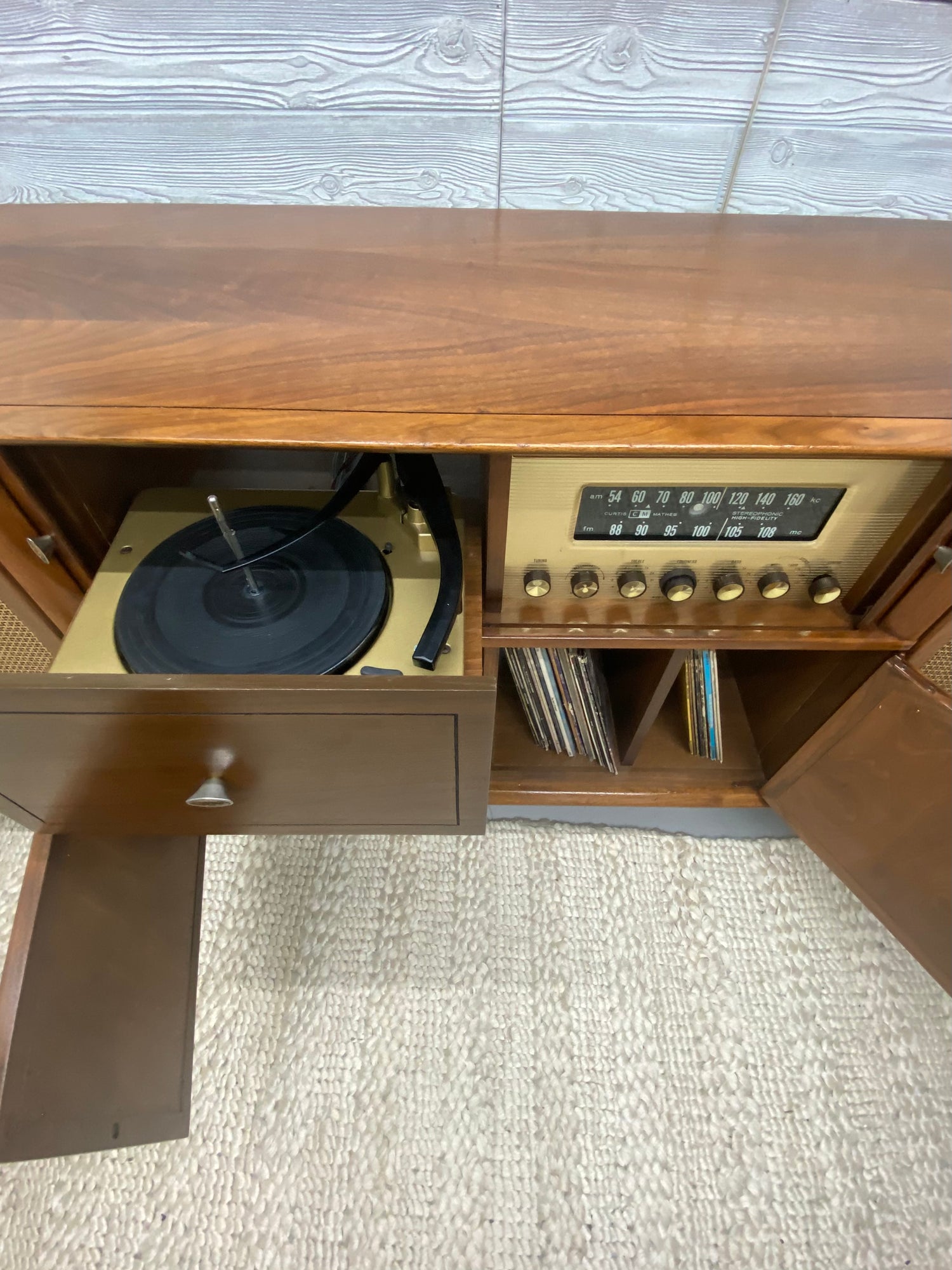 SOLD OUT!!! Curtis Mathes Mid Century Stereo Console Record Player Changer - AM FM Bluetooth The Vintedge Co.
