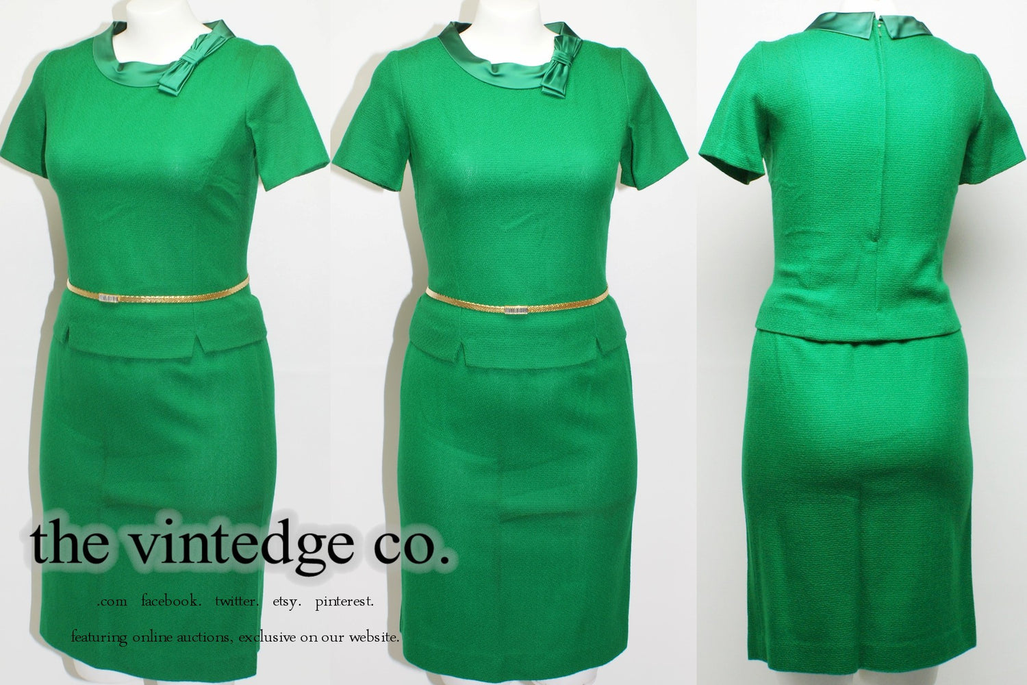 SOLD | 50's Emerald Green Skirt Suit Top XL The Vintedge Co.