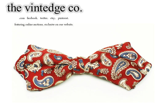 SOLD |  50s 60s Rockabilly Red Paisley Bow Neck Tie The Vintedge Co.