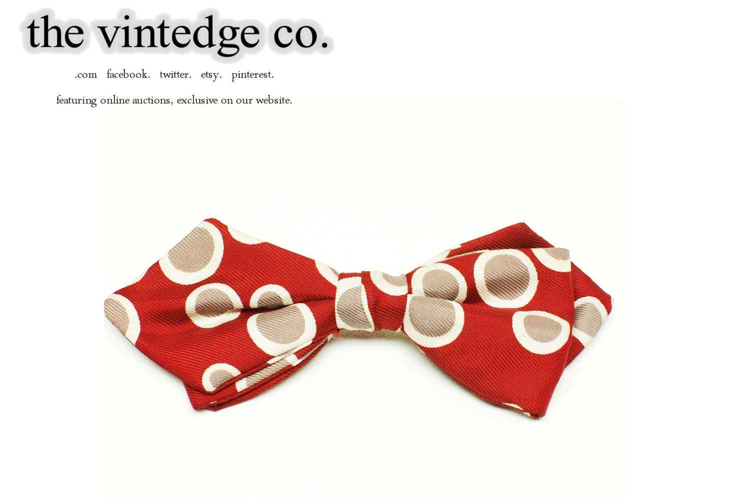 SOLD | 50s 60s Rockabilly Red Beige Dots Bow Neck Tie The Vintedge Co.