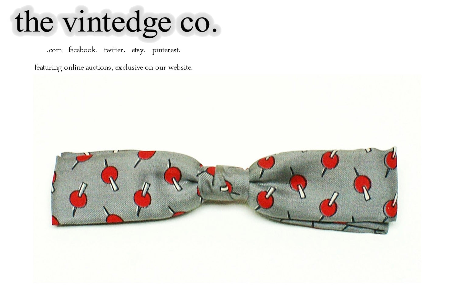 SOLD | 50s 60s Rockabilly Martini Mod Grey Atomic Bow Neck Tie The Vintedge Co.