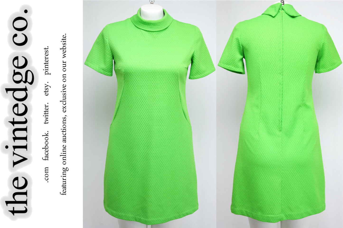 SOLD - Vintage Clothing - Womens - 50s 60s Mod Lime Green Mad Men Shift Dress 1X The Vintedge Co.