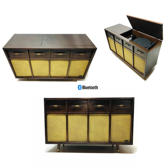 **SOLD OUT** VintedgeCo™ - TURNTABLE READY SERIES™ - Mid Century Stereo Console Turntable Record Player ARVIN Cabinet Bluetooth Alexa The Vintedge Co.