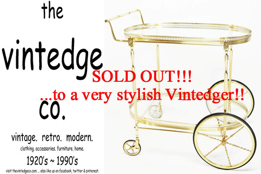 SOLD - MCM Brass Bar Cart The Vintedge Co.