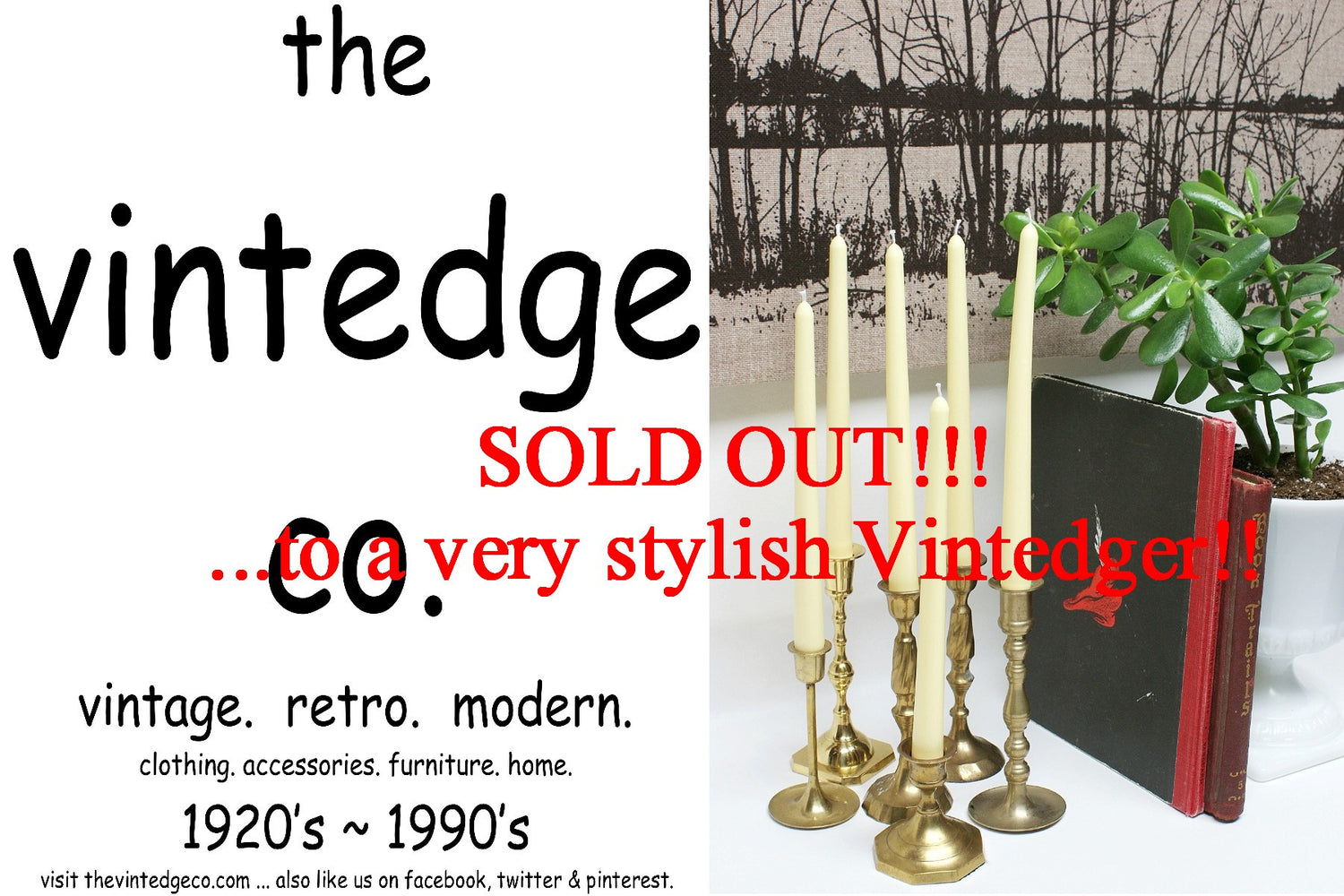 SOLD - MCM Brass Candle Stick Decor The Vintedge Co.