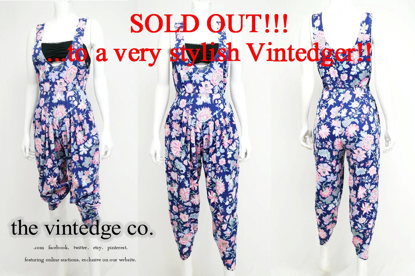 SOLD - Vintage | 80s Floral Jumpsuit The Vintedge Co.