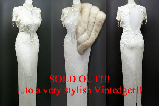 SOLD - 20s Retro Bead Wedding Bridal Dress The Vintedge Co.