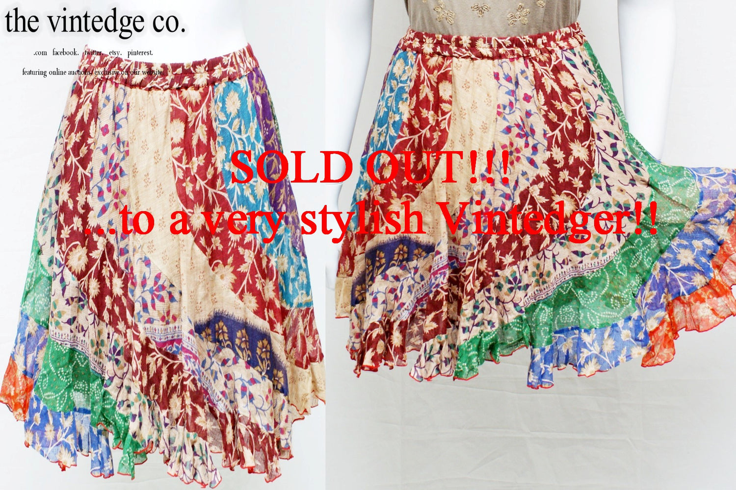 SOLD - Vintage Hippie India Skirt The Vintedge Co.