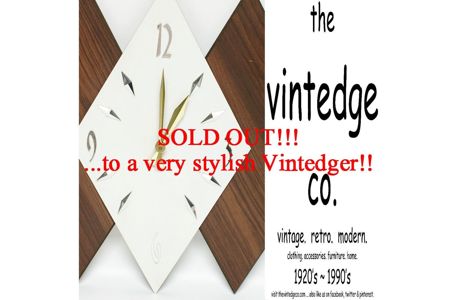 SOLD - Mid Century Modern Wall Clock The Vintedge Co.
