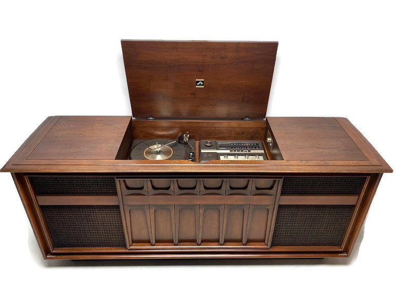 **SOLD OUT** RCA DELUXE Mid Century Stereo Console Record Player Changer AM FM Bluetooth The Vintedge Co.