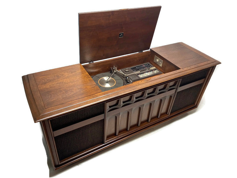 **SOLD OUT** RCA DELUXE Mid Century Stereo Console Record Player Changer AM FM Bluetooth The Vintedge Co.