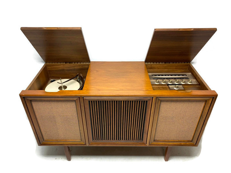 **SOLD OUT** MOTOROLA 3-Channel Mid Century Stereo Console Record Player Changer AM FM Alexa Bluetooth The Vintedge Co.