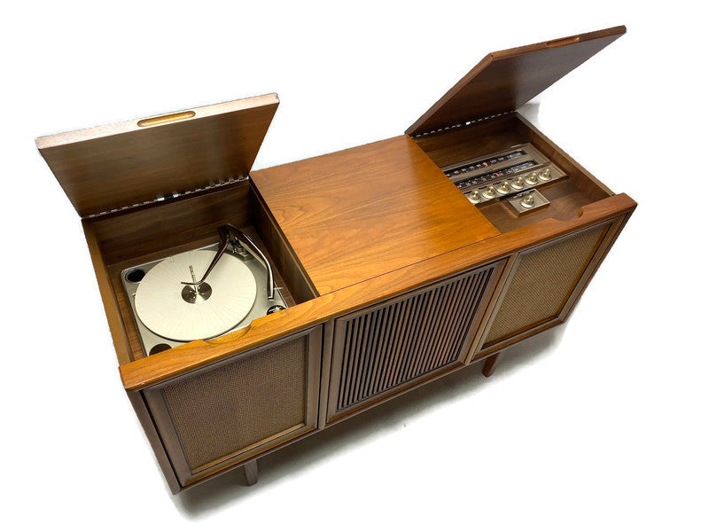 **SOLD OUT** MOTOROLA 3-Channel Mid Century Stereo Console Record Player Changer AM FM Alexa Bluetooth The Vintedge Co.