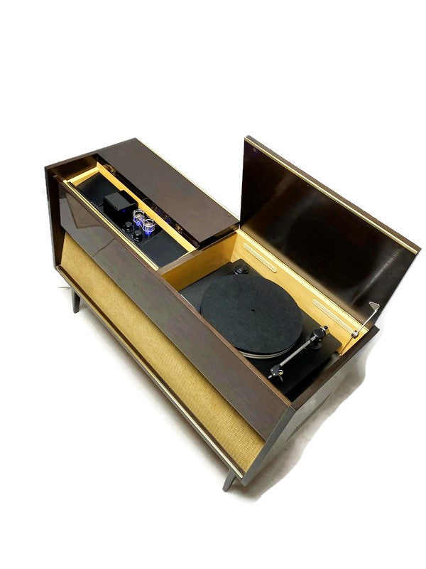 **SOLD OUT** The Vintedge Co™ - TURNTABLE READY SERIES™ - GRUNDIG 50s 60s Modern Turntable Record Player Stereo Console Cabinet Bluetooh Alexa USB The Vintedge Co.
