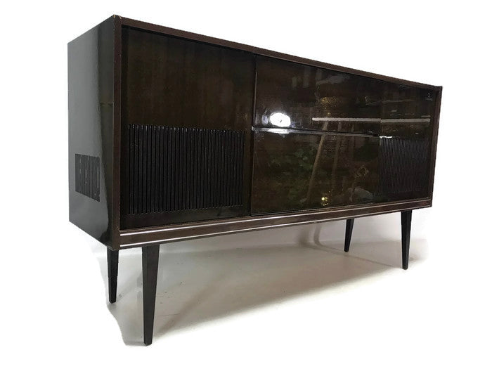 **SOLD OUT** VintedgeCo™ - TURNTABLE READY SERIES - GRUNDIG 60s Mid Century Stereo Console Turntable Record Player Cabinet AM FM Bluetooth Echo Dot The Vintedge Co.