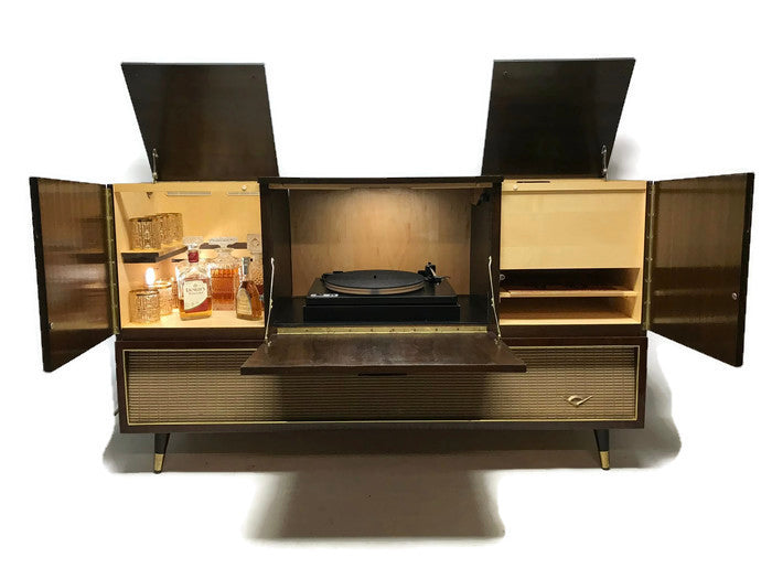 **SOLD OUT** VintedgeCo™ - TURNTABLE READY SERIES - GRUNDIG 60s Mid Century Stereo Console Turntable Record Player Cabinet Bluetooth The Vintedge Co.