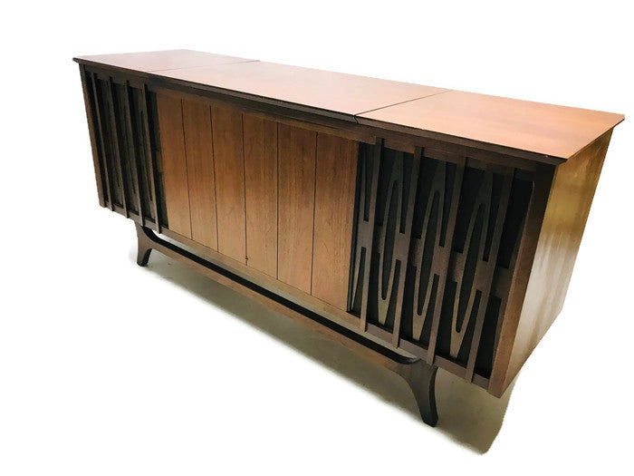 **SOLD OUT** VintedgeCo™ - TURNTABLE READY SERIES™ - Mid Century Stereo Console Turntable Record Player OLYMPIC Cabinet Bluetooth Alexa The Vintedge Co.