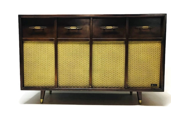 **SOLD OUT** VintedgeCo™ - TURNTABLE READY SERIES™ - Mid Century Stereo Console Turntable Record Player ARVIN Cabinet Bluetooth Alexa The Vintedge Co.