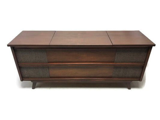**SOLD OUT** PENNECREST Long and Low Mid Century Record Player Changer Stereo Console - Bluetooth The Vintedge Co.
