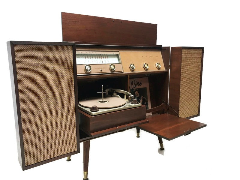 **SOLD OUT** Vintage 50s 60s ZENITH Hi Fidelity Record Player Changer Stereo Console w/Flip-Out Speakers - AM/FM - Bluetooth The Vintedge Co.