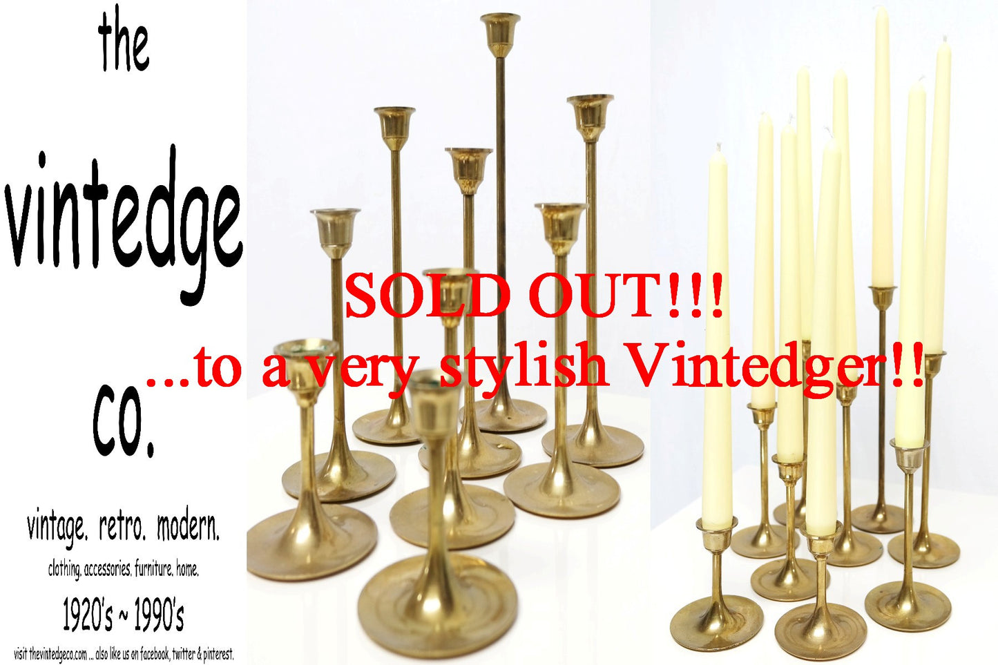 SOLD - MCM Brass Candle Stick Holder Decor The Vintedge Co.