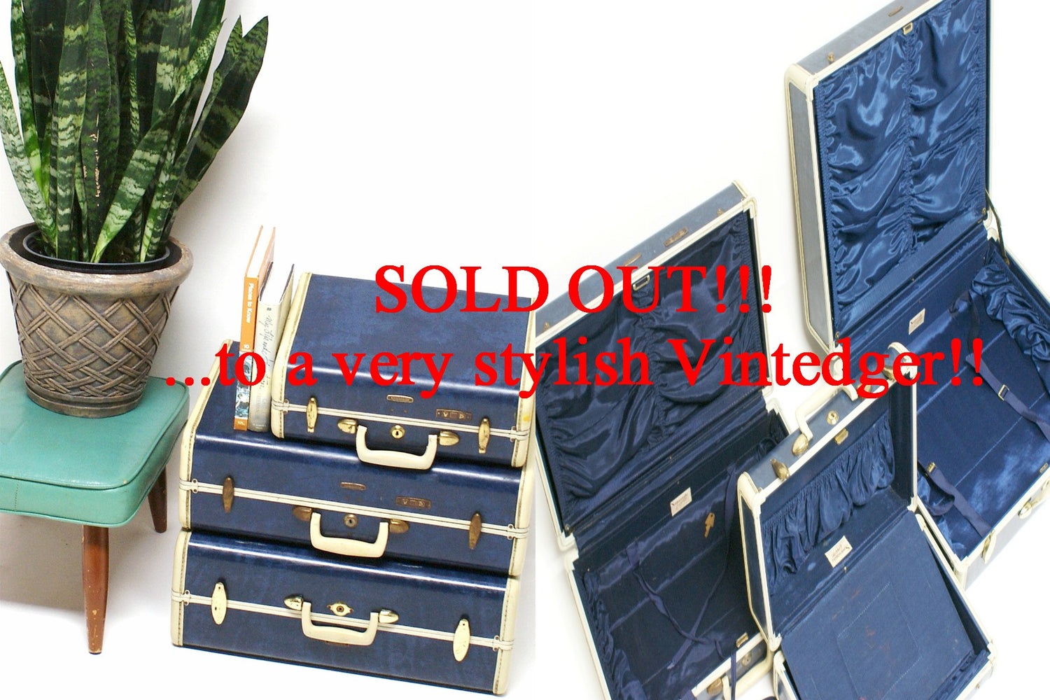 SOLD - 1950's Mid Century Luggage Set - S/4 The Vintedge Co.