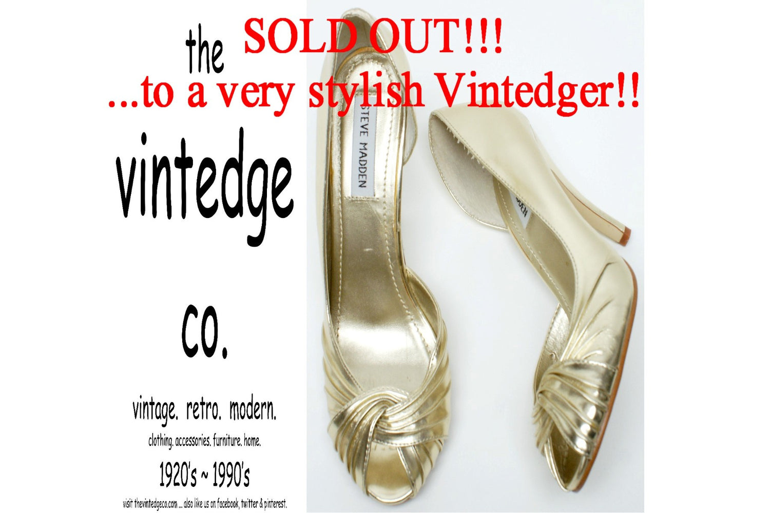 SOLD - Steve Madden Gold Heels The Vintedge Co.