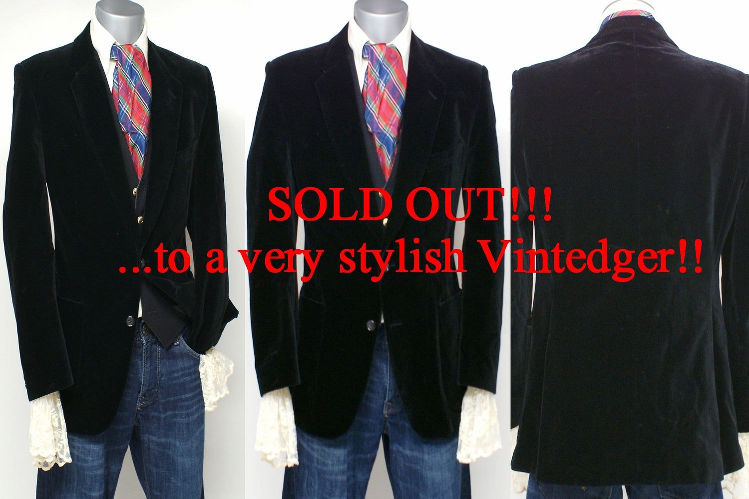 SOLD - 1960's Mens Velvet Blazer Jacket The Vintedge Co.