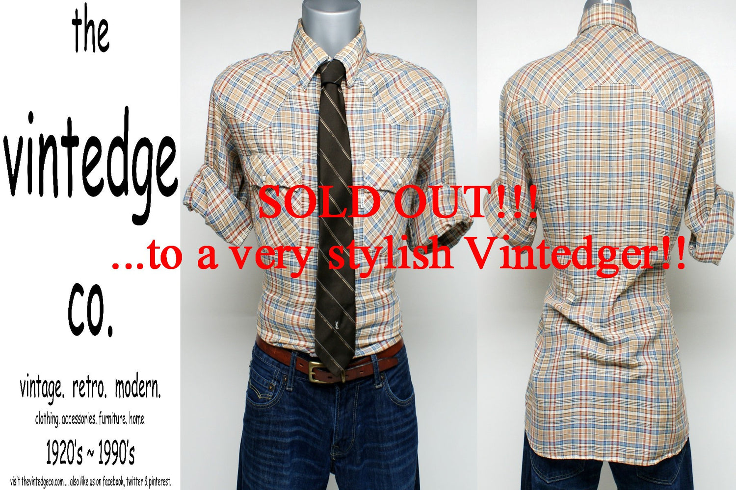 SOLD - 70's Mens Plaid Shirt The Vintedge Co.