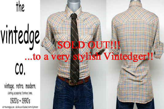 SOLD - 70's Mens Plaid Shirt The Vintedge Co.