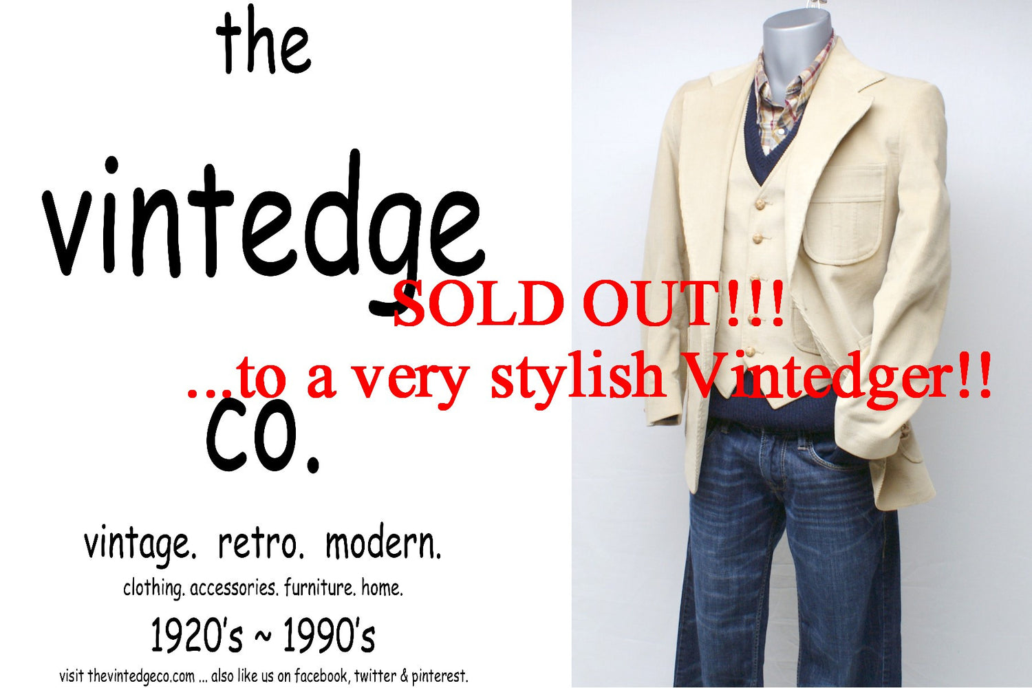 SOLD - Vintage Corduroy Sportcoat Vest The Vintedge Co.