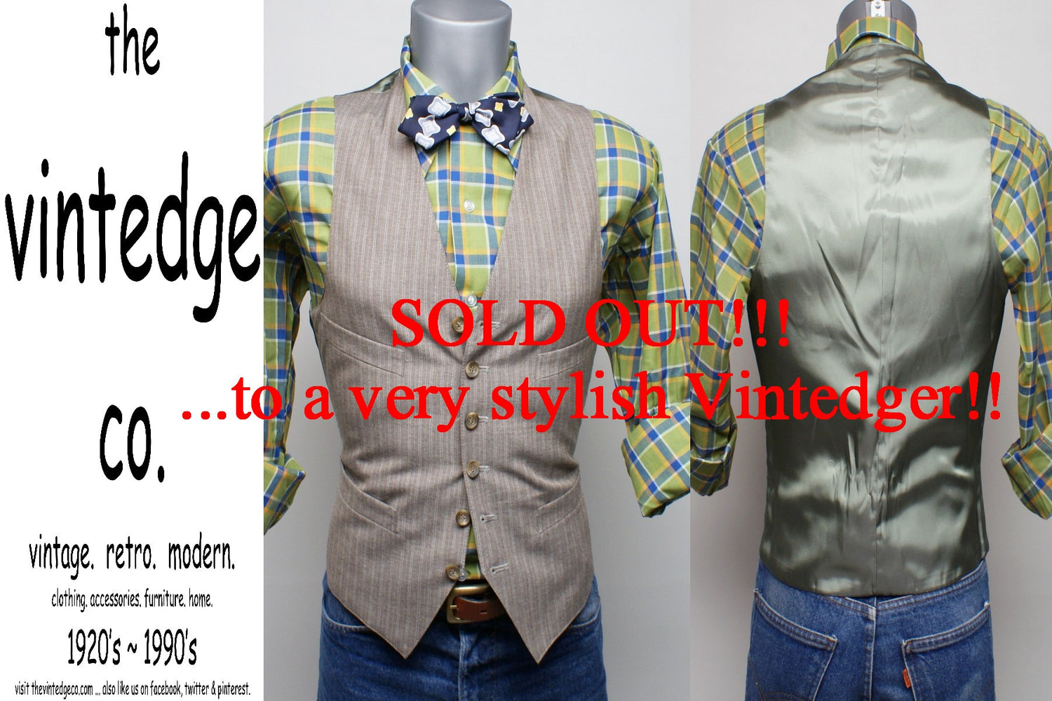 SOLD - Vintage Mens Vest The Vintedge Co.