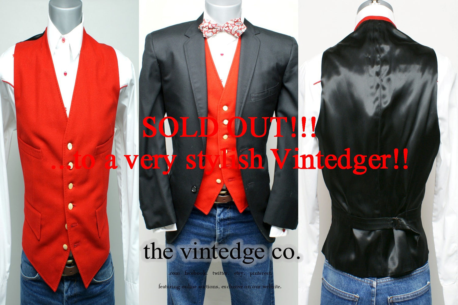 SOLD - Vintage Mens Red Vest The Vintedge Co.