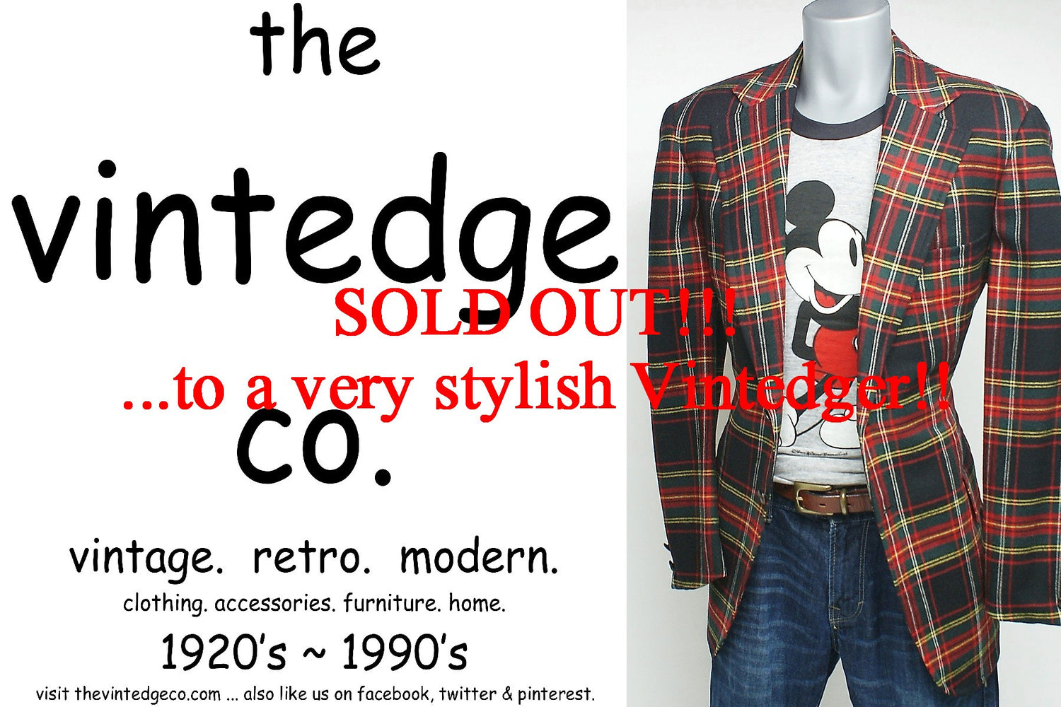 SOLD - Vintage Mens Plaid Blazer The Vintedge Co.