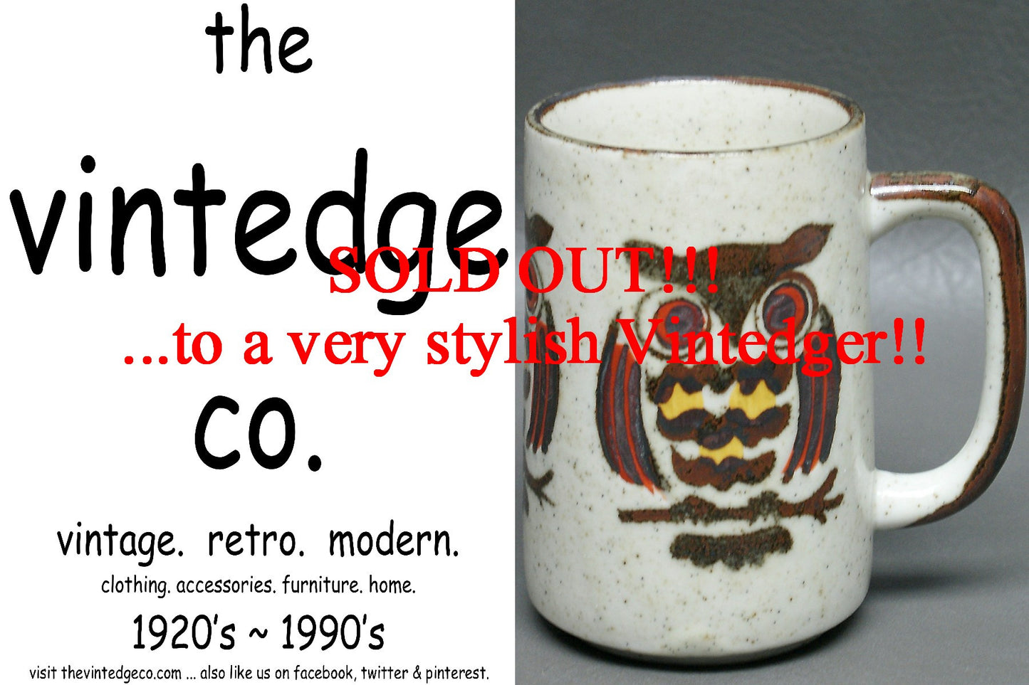 SOLD - 70's Owl Cup The Vintedge Co.
