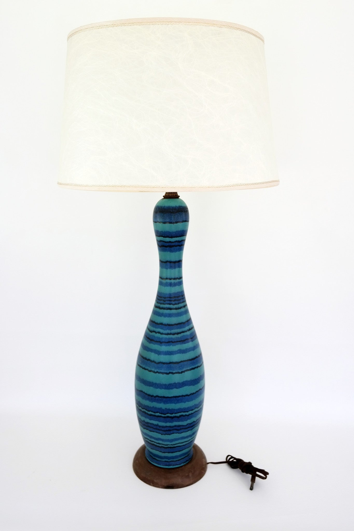 SOLD | MCM Turquoise Striped Genie Lamp The Vintedge Co.