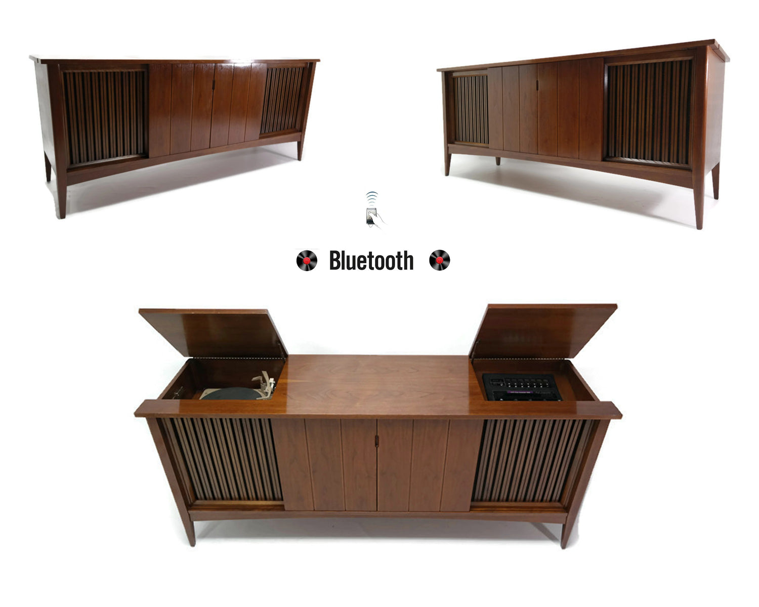 **SOLD OUT**  CLAIRTONE Mid Century Record Player Changer Long Stereo Console The Vintedge Co.