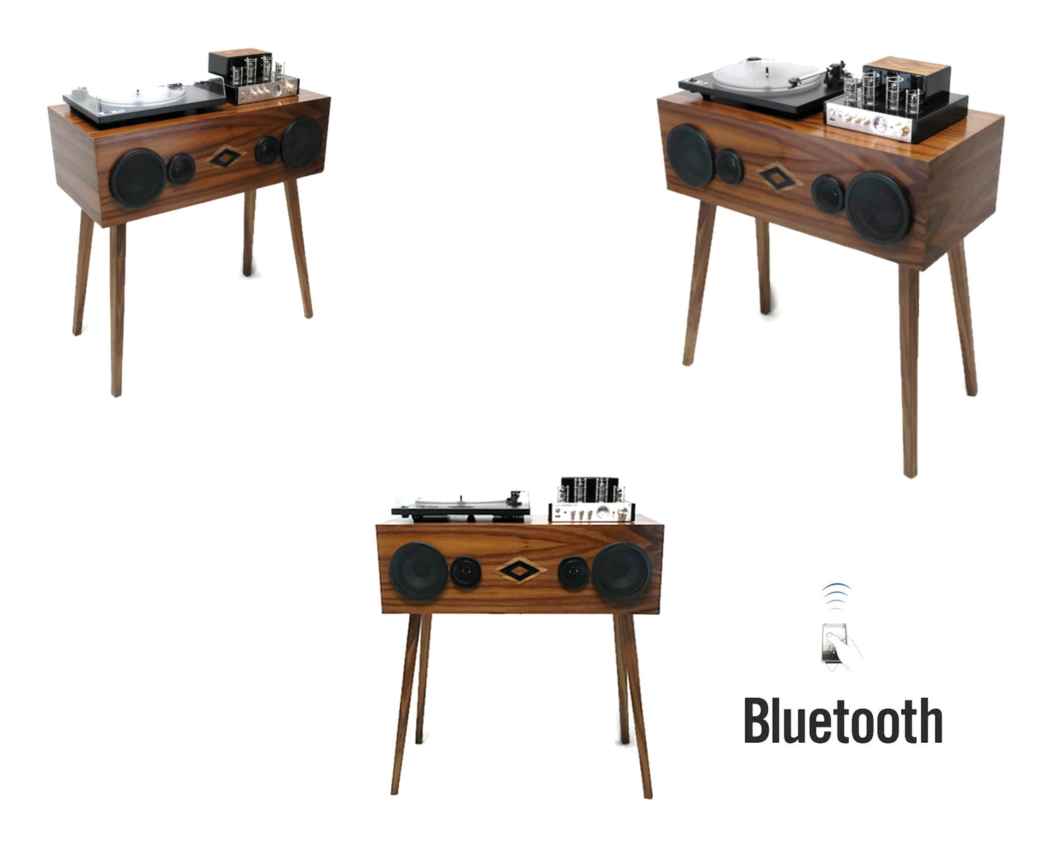 **SOLD OUT** VintedgeCo™ - EXCLUSIVE CUSTOM SERIES -  Mini-PREMIER™ Console Record Player in WALNUT - Turntable - Tube Amplifier - Bluetooth The Vintedge Co.