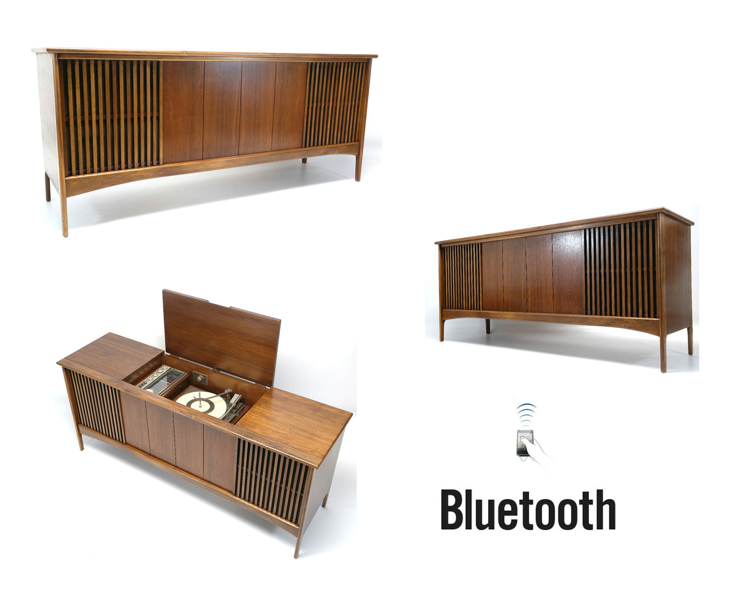 Mid Century 60's Admiral Stereo Console Record Player - Bluetooth iPod iPhone Android Input AM/FM Tuner The Vintedge Co.