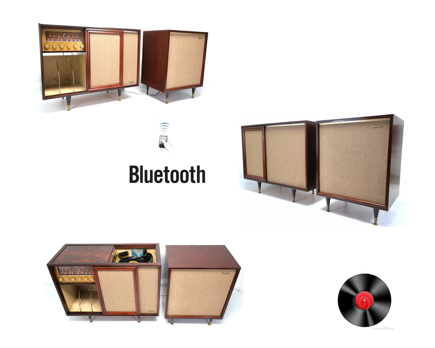 Mid Century Modern Magnavox Stereo Console with Extension Speaker - Record Player - Bluetooth - Tuner The Vintedge Co.