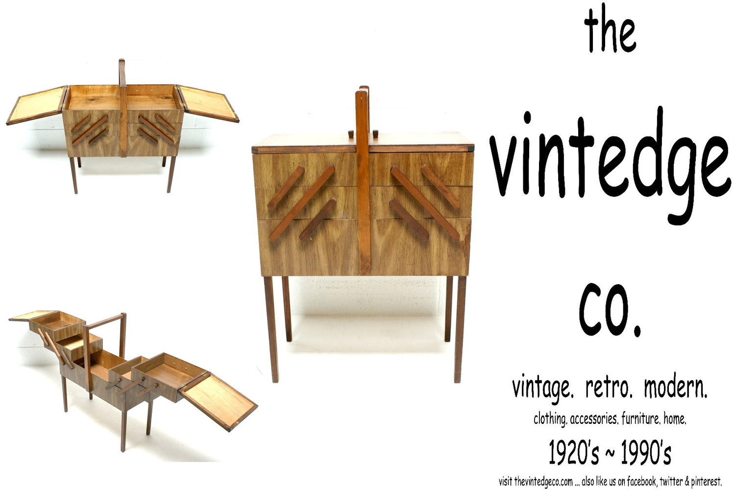 SOLD | Mid Century Wood Sewing Box The Vintedge Co.