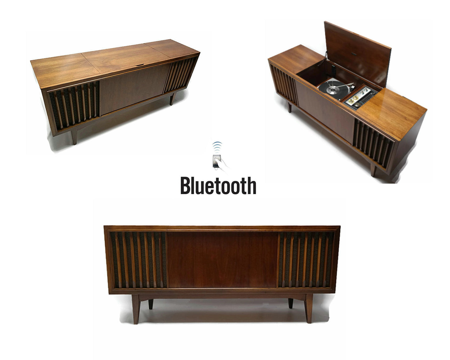Mid Century Modern Zenith Vintage Stereo Console - Record Player Changer - AM/FM Tuner - Bluetooth The Vintedge Co.