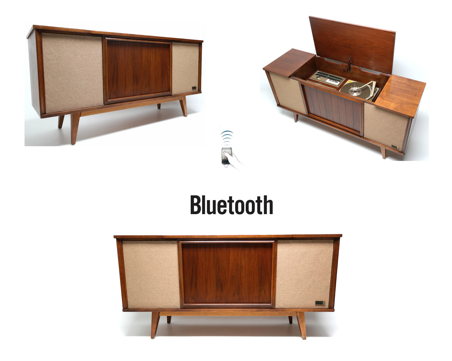 Mid Century Zenith Stereo Console Record Player Changer - Bluetooth -  AM/FM Tuner The Vintedge Co.