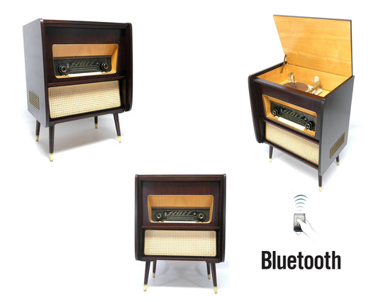 Mid Century EMUD 713 Stereo Console Record Player - Bluetooth iPod iPhone Android Input AM/FM Tuner The Vintedge Co.