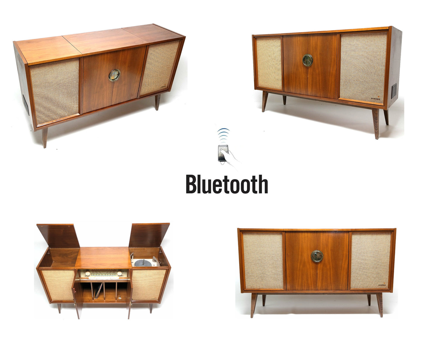 Mid Century Blaupunkt Stereo Console Record Changer - Bluetooth - AM/FM - Record Storage The Vintedge Co.