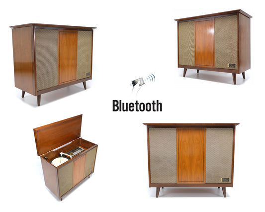 Mid Century Modern Zenith STEREO CONSOLE- 60's - Record Player - Bluetooth - AM FM Tuner The Vintedge Co.