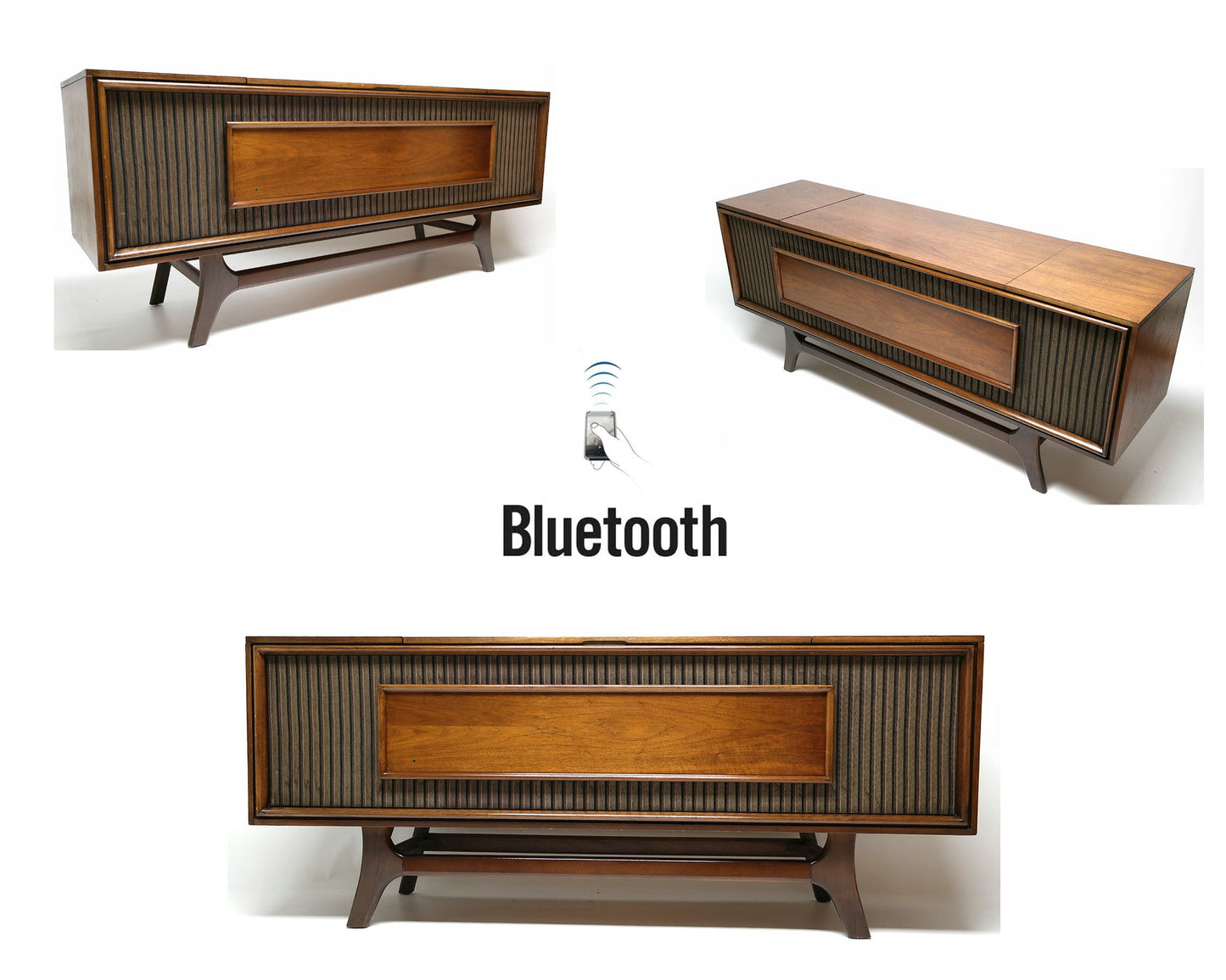 Mid Century GE Stereo Console  - Bluetooth -  AM/FM Tuner - Record Changer FULLY RESTORED The Vintedge Co.