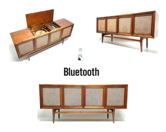 Mid Century Stereo Console  Westinghouse - Bluetooth -  FM Tuner - Record Changer FULLY RESTORED The Vintedge Co.