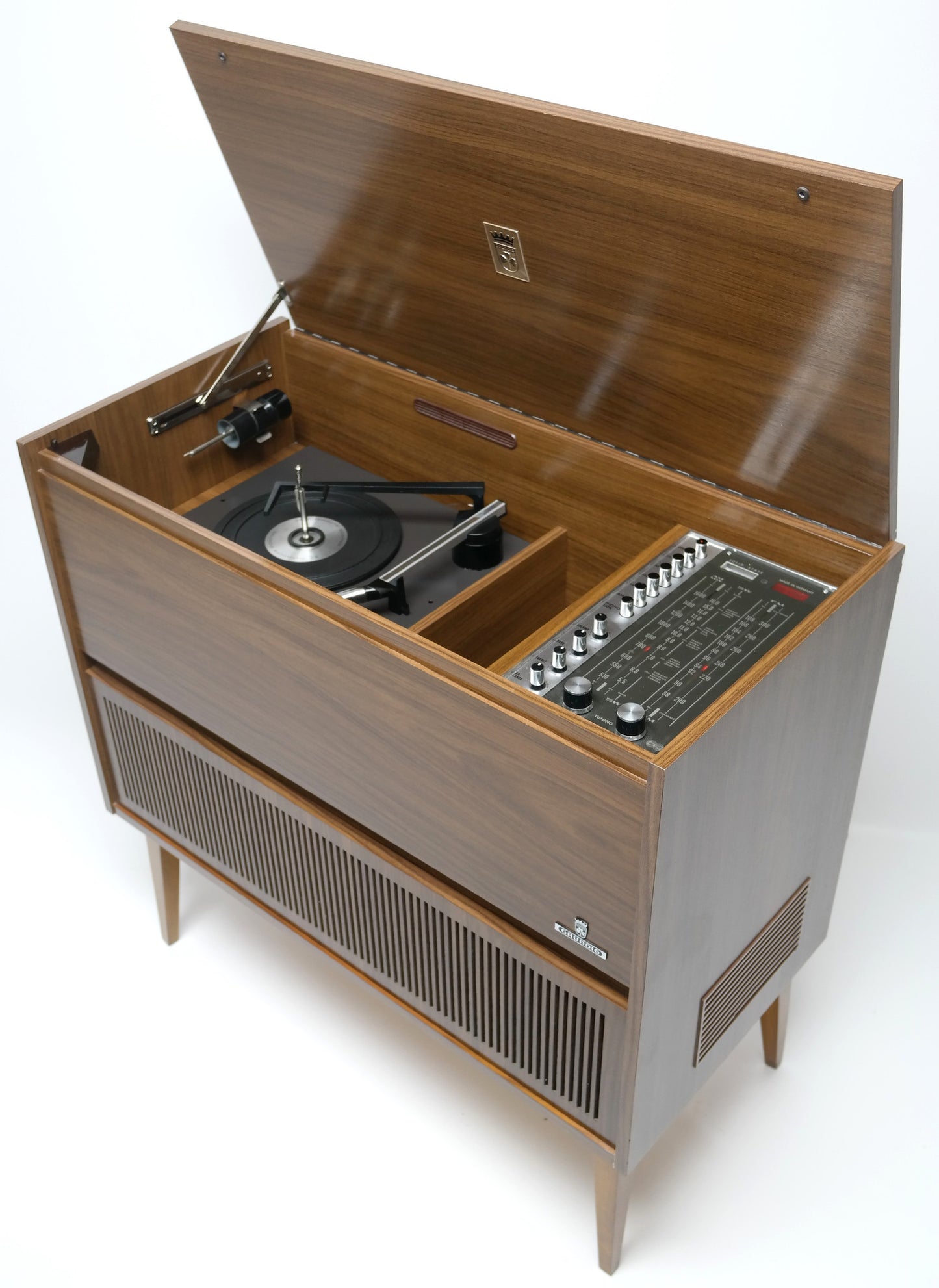 Mid Century Grundig Stereo Console Record Player - Bluetooth iPod iPhone Android Input AM/FM Tuner The Vintedge Co.